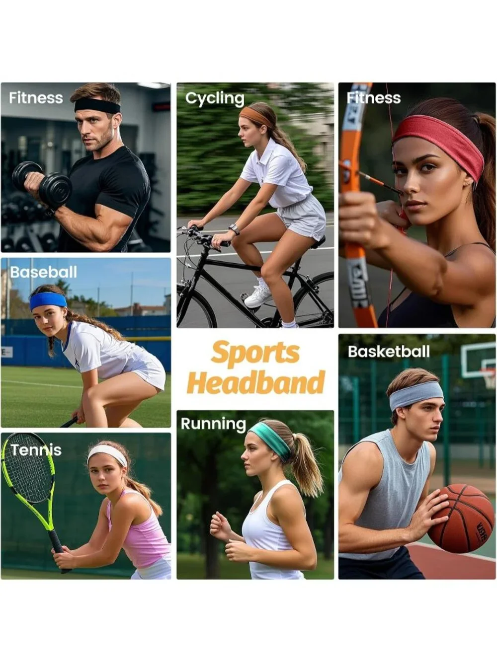 Women Wide Elastic 6 Pack Headbands Stretchy Sports Sweatbands Hair Accessories